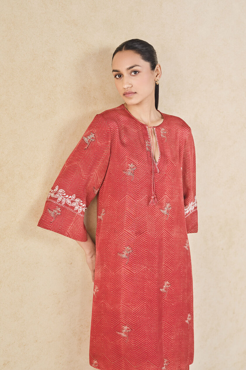 Roisin Handcrafted Ajrakh Co-ord - Red, Red, image 5